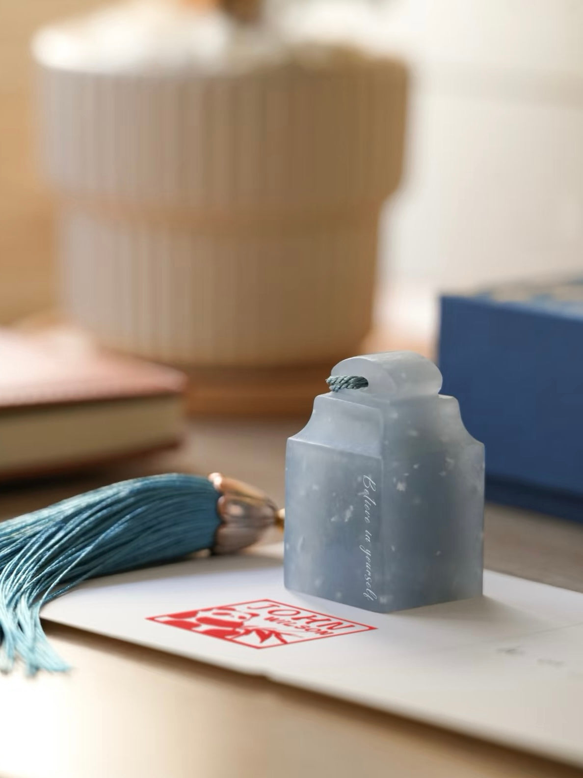 【Personal Custom】Natural Jade Seal Hand-Carved Name/Pattern Stamp Chinese Style Business Gift with Inkpad & Gift Box for Mentor/Relative/Friend/Graduation Present—A Unique Blessing to Cherish